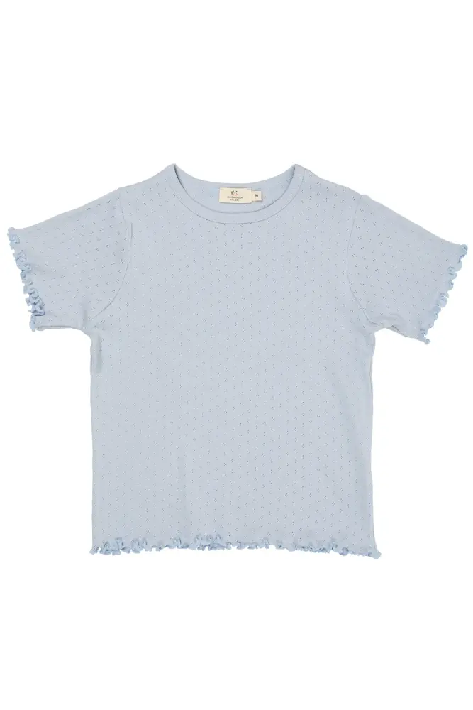 Sommer Pointelle T-shirt - Dusty Blue - 116