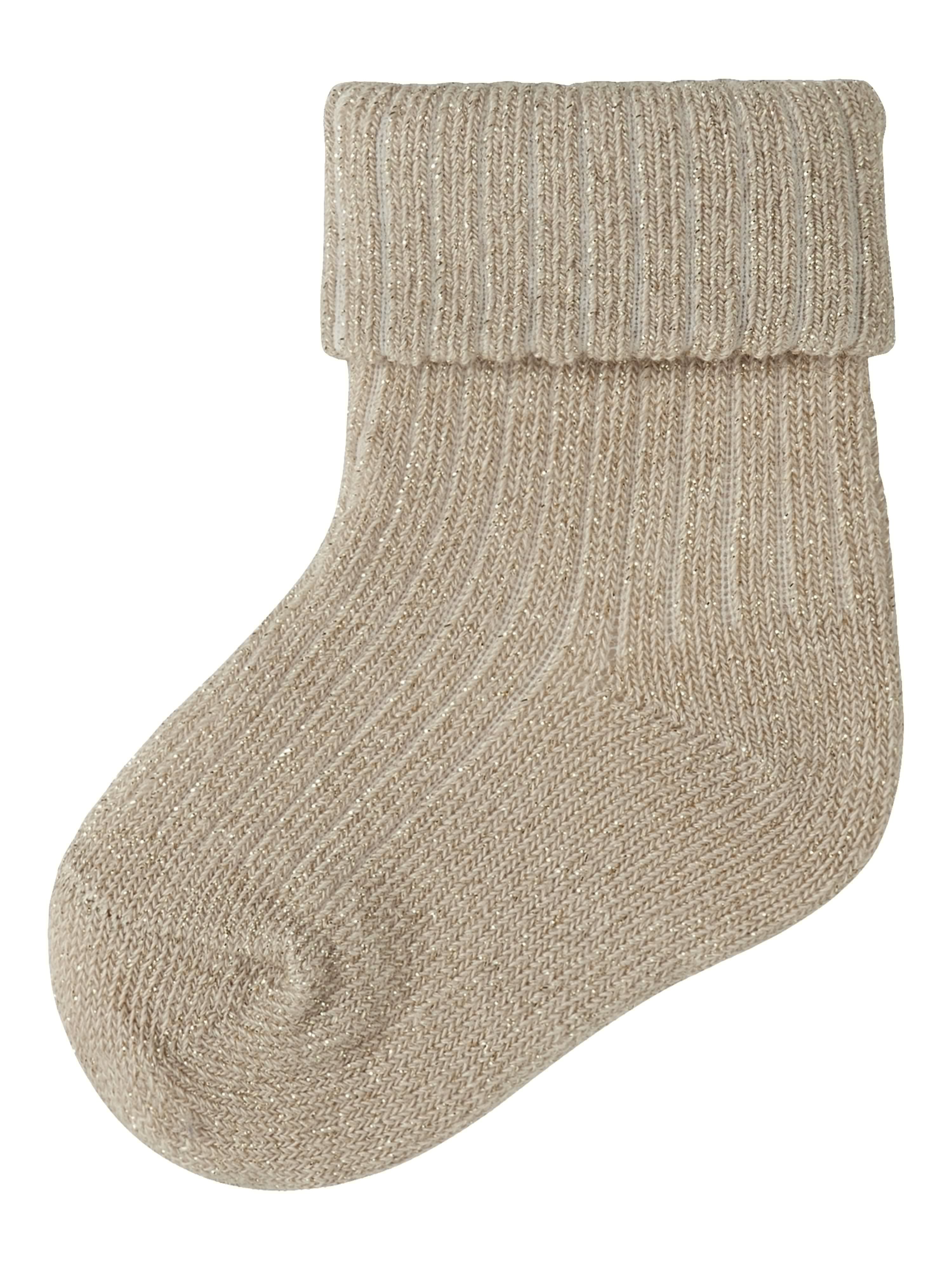 Name It Nobba Glitter Strømpe - Island Fossil - 5056