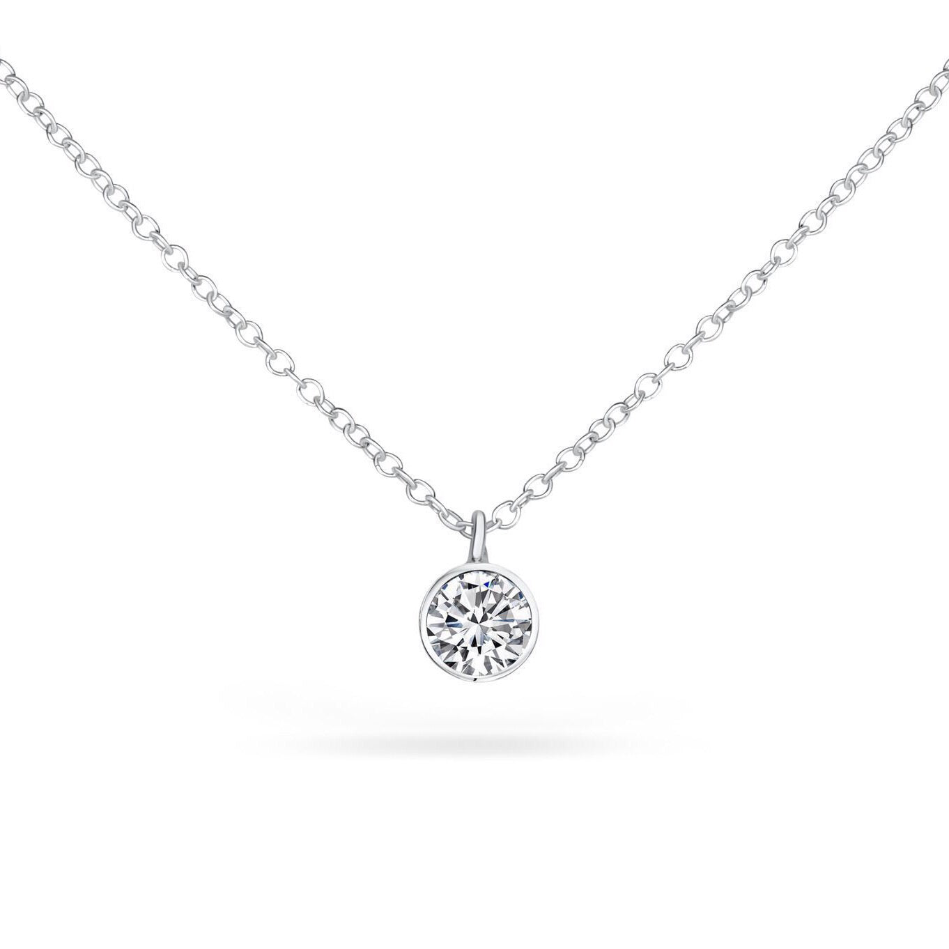 Halskæde Med Rundt Vedhæng Med Funklende Sten