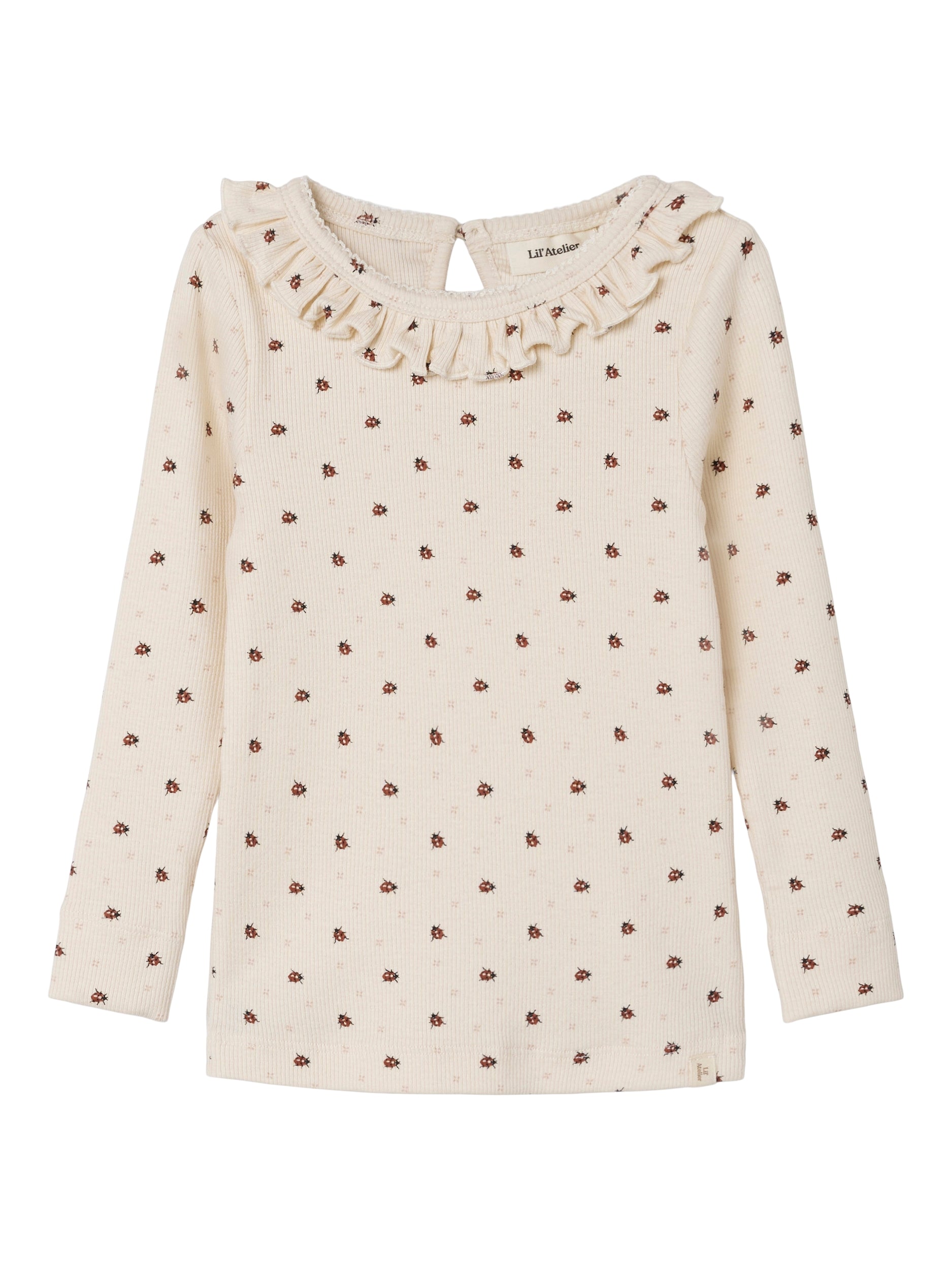 Lil Atelier Gago Kna Slim Top Med Mariehøne - Whitecap Gray - 92 Cm