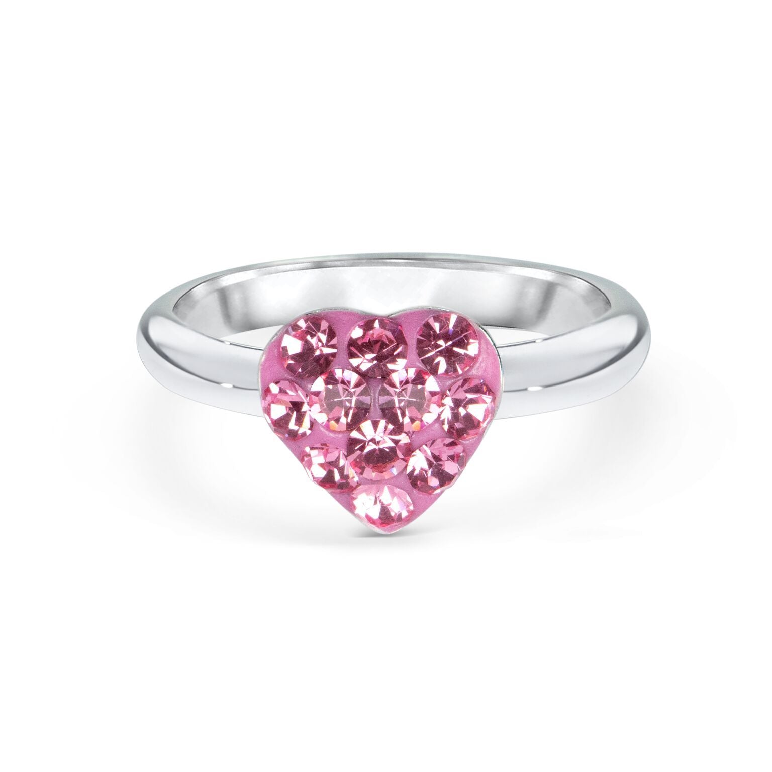 Pink Hjerte Ring I Sølv