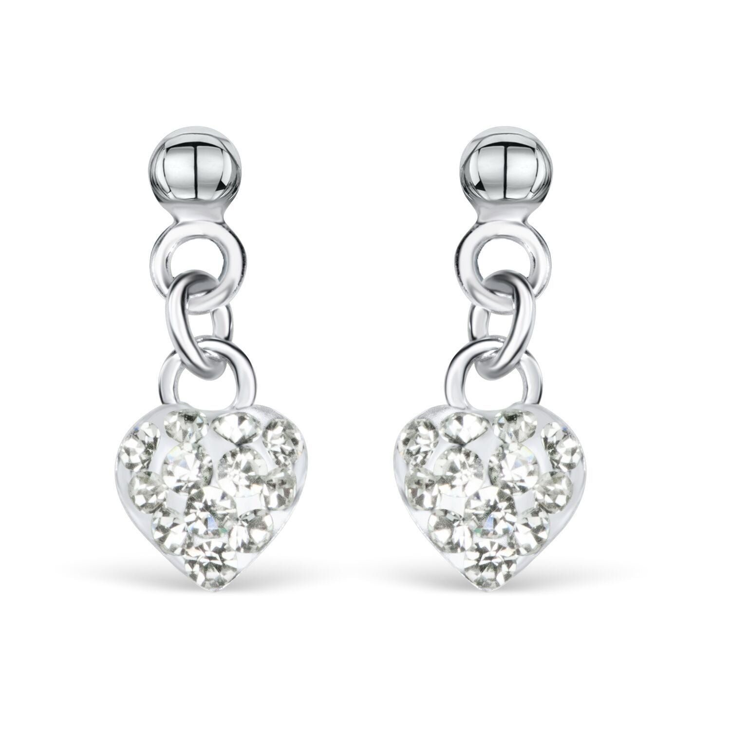 ørestikker Med Hjertevedhæng Af Klare Funklende Sten