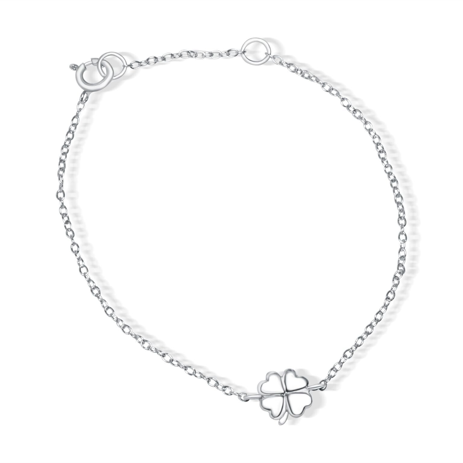 Armbånd I Sølv Med Lille Hjerte Firkløver
